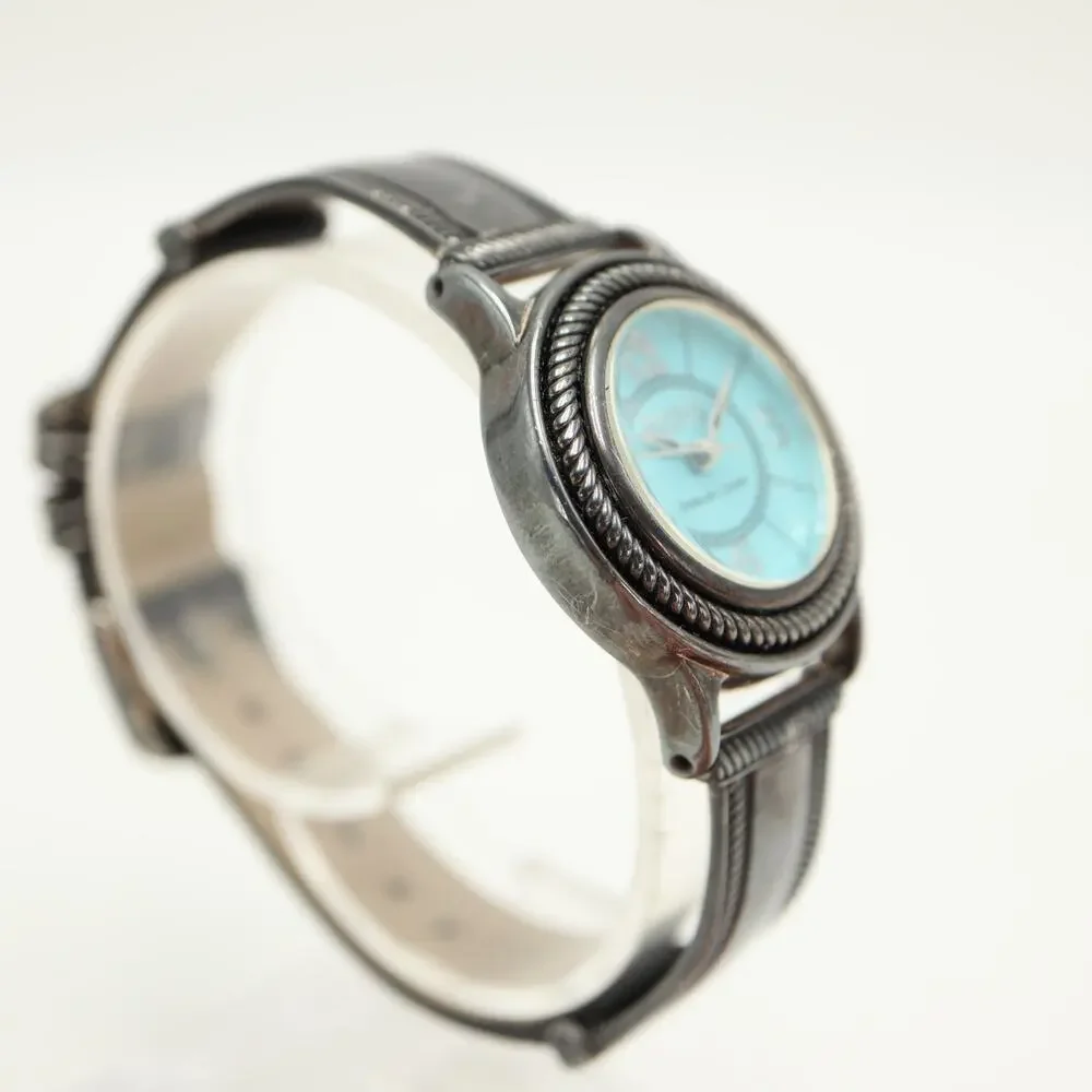 Ecclissi Sterling Silver 925 Womens 29mm Watch Bracelet Leather w New Battery